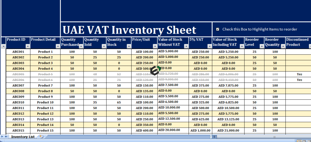 UAE VAT Inventory Management in Excel by ExcelDownloads.com Feature Image