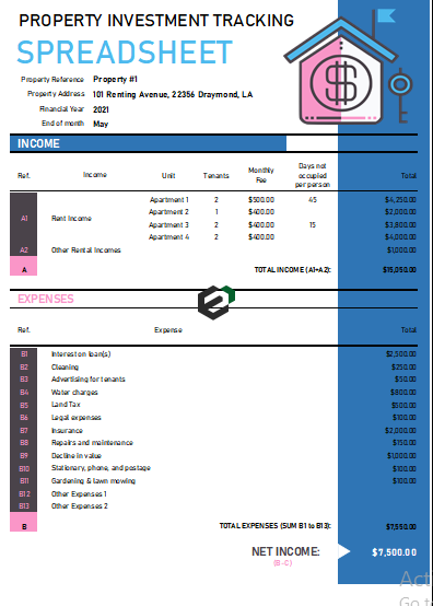 Property Investment Tracking Spreadsheet By ExcelDownloads.com Feature Image