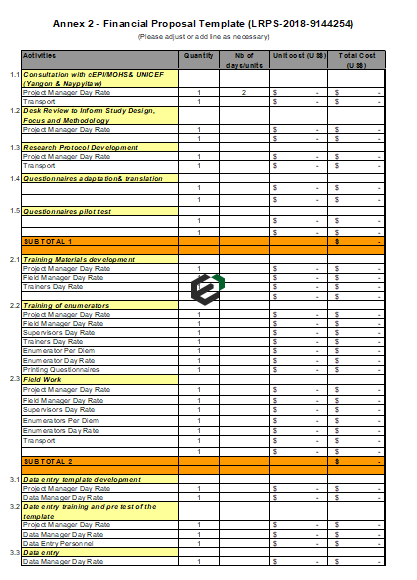 a budget and work plan template