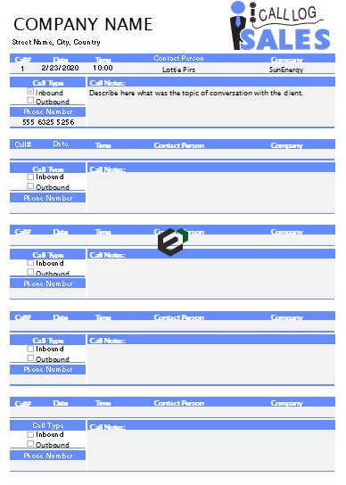 Sales Call Log Template in Excel and Spreadsheet Feature Image