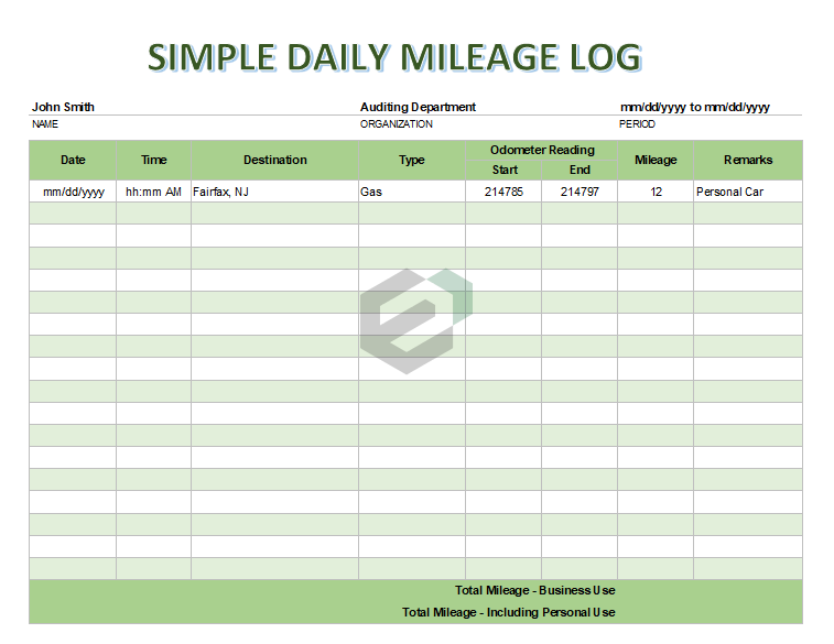 How To Use The Microsoft Excel Mileage Log Template | Templatesz234.com ...