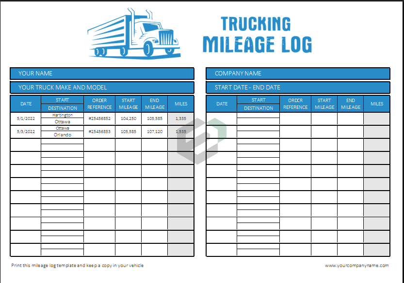 Trucking Mileage Log Excel Template Feature Image