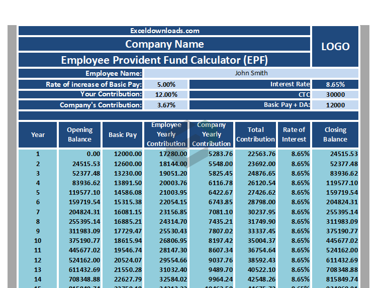 Provident Fund Calculator in Excel Template and Blogpost Feature Image