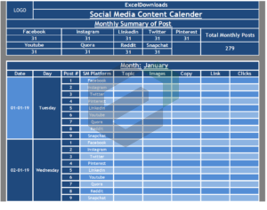 Social Media Content Calendar Excel Template Feature Image