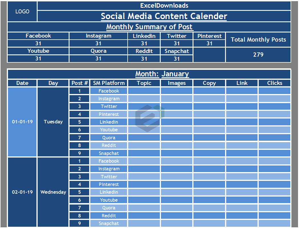 Social Media Content Calendar Excel Template Feature Image