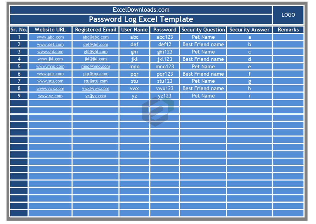 Excel Password Log Tracker Format Template feature image