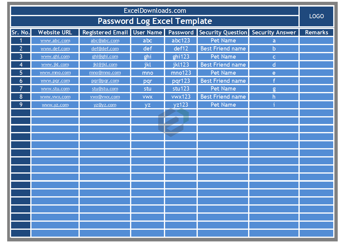 Download Password Log Excel Template Exceldatapro Exc - vrogue.co