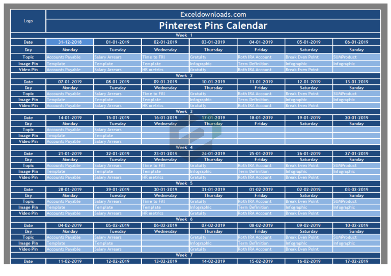 Pinterest-Content-Calendar-Excel-Template Feature Image