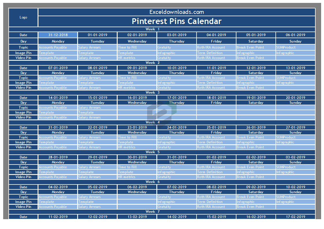 Pinterest-Content-Calendar-Excel-Template Feature Image