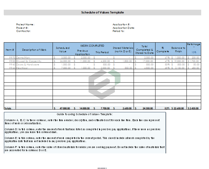 Schedule of values excel template feature image