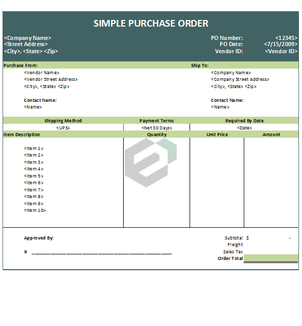 Simple Business Purchase Order format for business in Excel Download now featur image