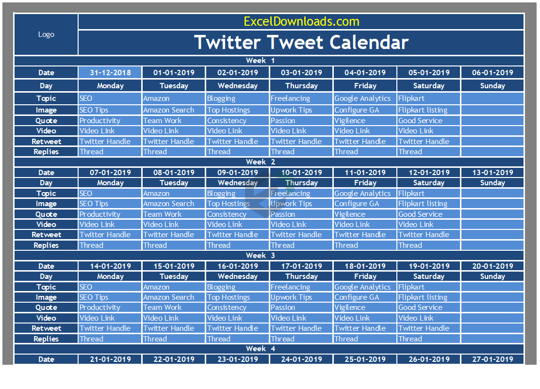 Twitter-Content-Calendar-Excel-Template Feature Image