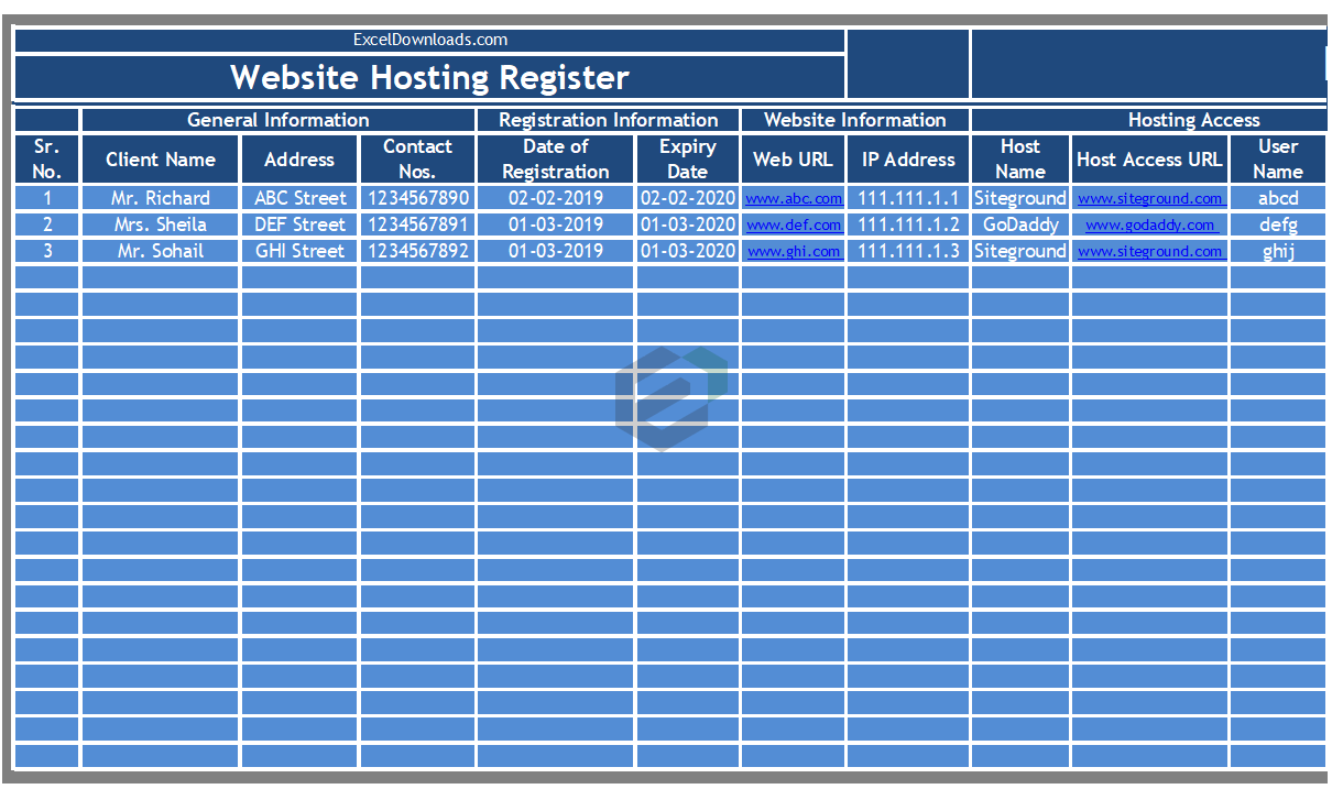 Website-Hosting-Register-Excel-Template Feature Image