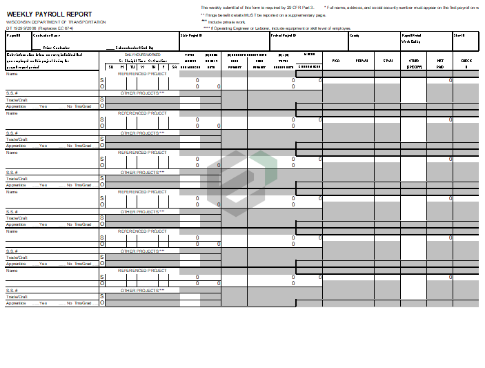 Weekly Payroll Sheet Excel template