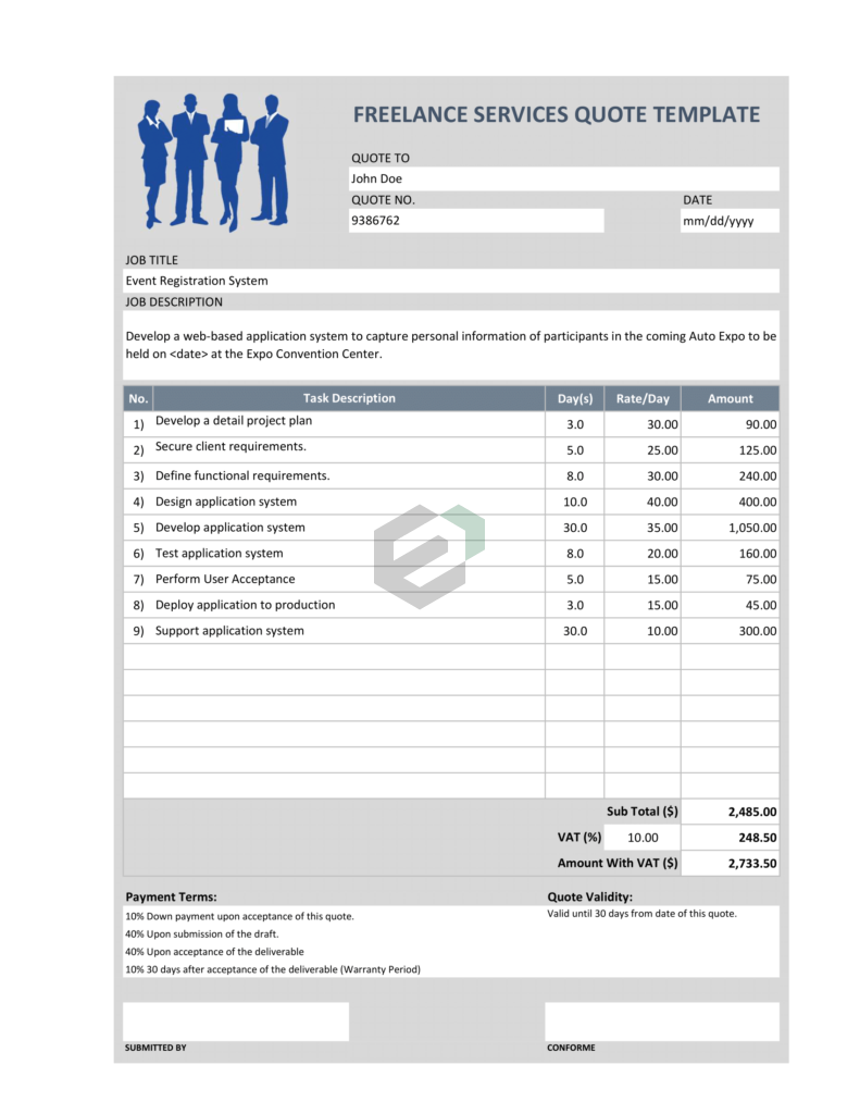 Freelance Services Quotation Template in Excel feature image