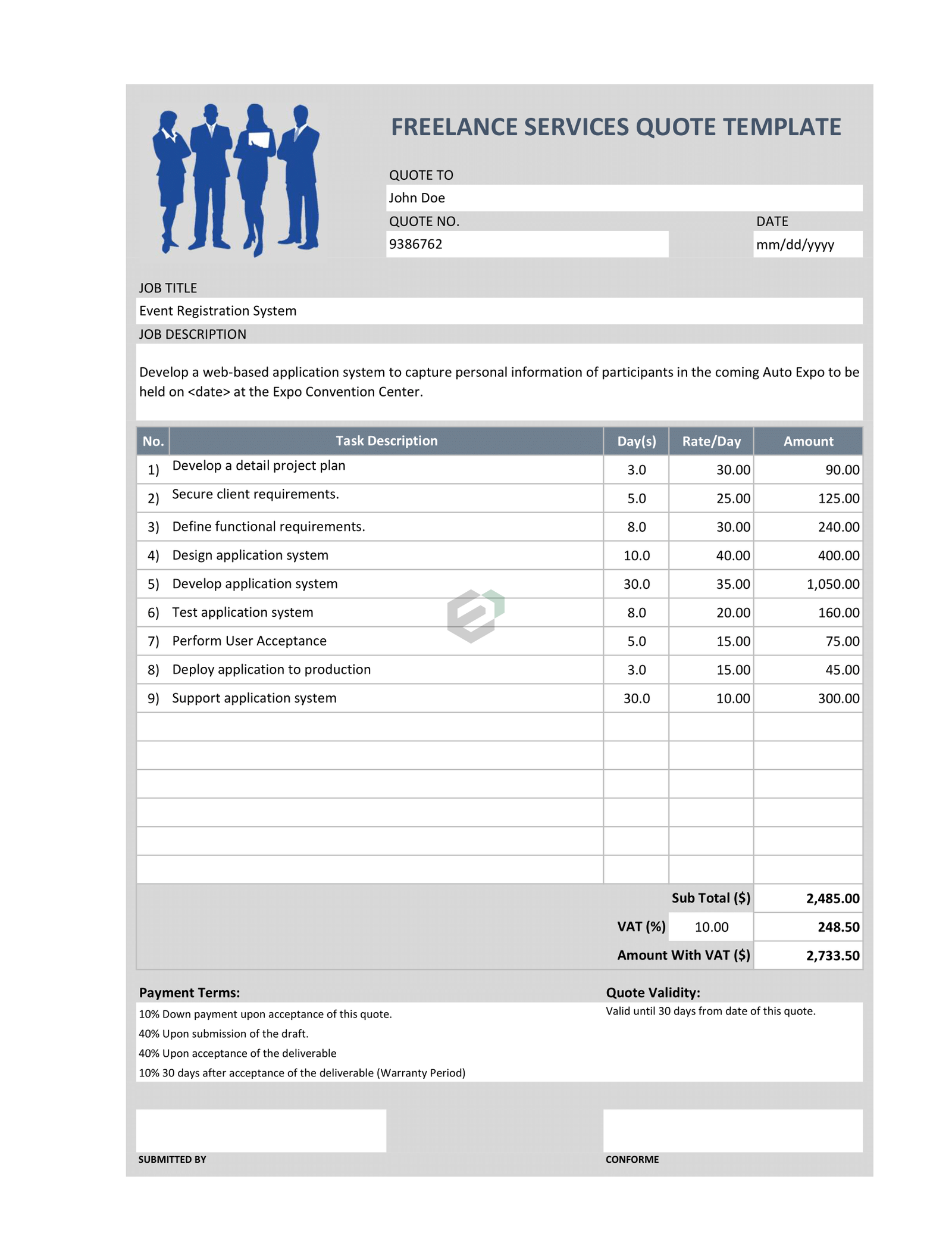 Freelance Services Quotation Template in Excel feature image