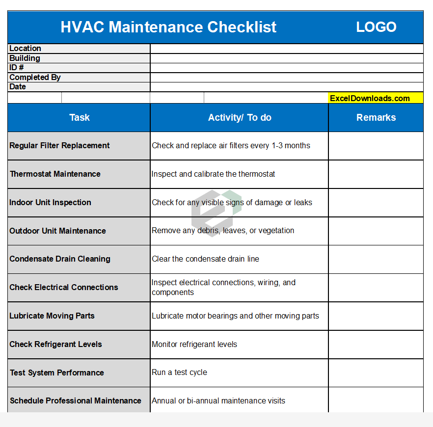 Hvac Maintenance Checklist Template Excel Download Print For Release hvac-maintenance-checklist-template-excel-download-print-for-release