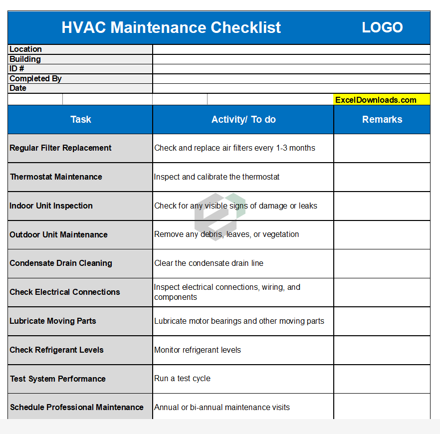 HVAC-Maintenance-Checklist Excel Template Feature Image