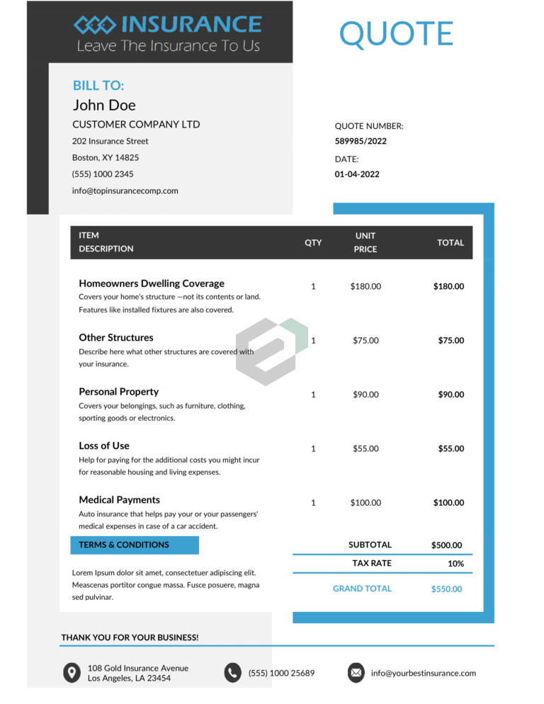 Insurance Services Quotation Template in Excel feature image