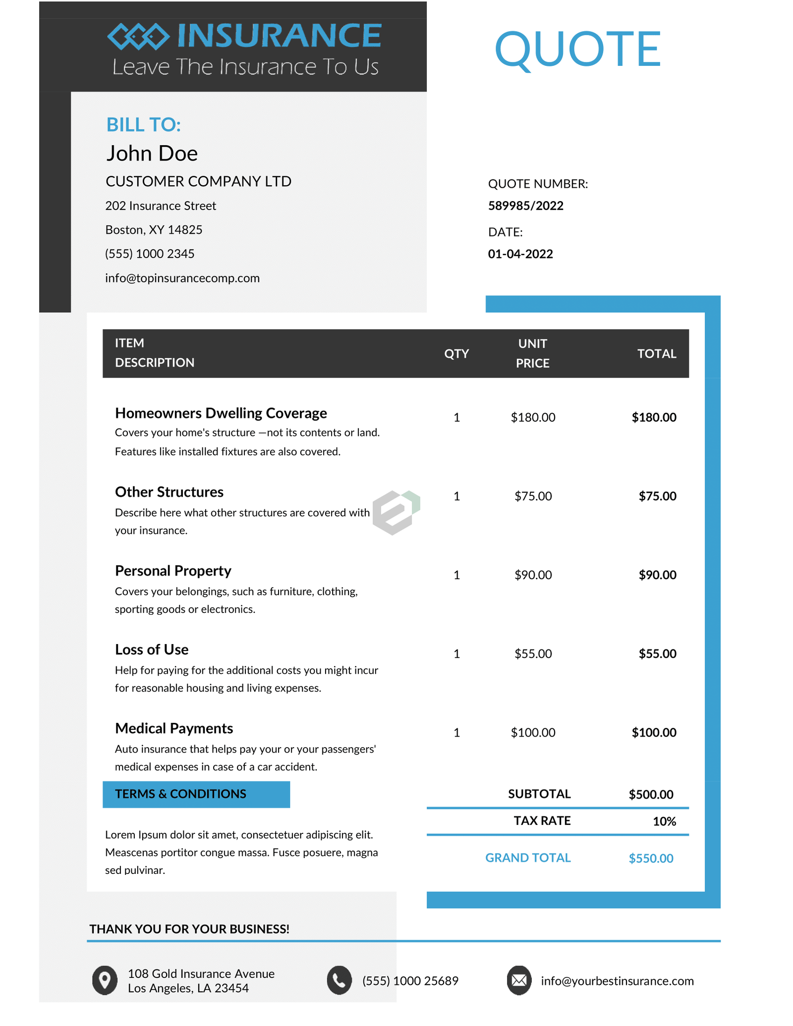 Insurance Services Quotation Template in Excel feature image