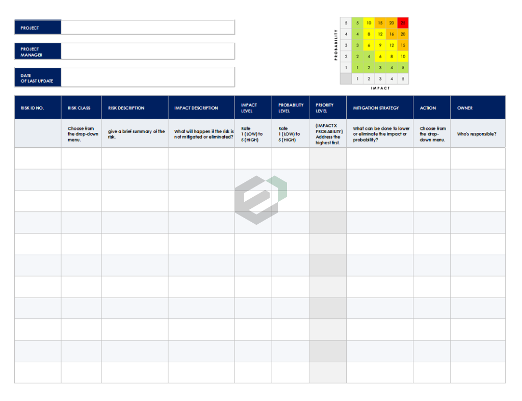 [Free] Agile Risk Register Excel Template