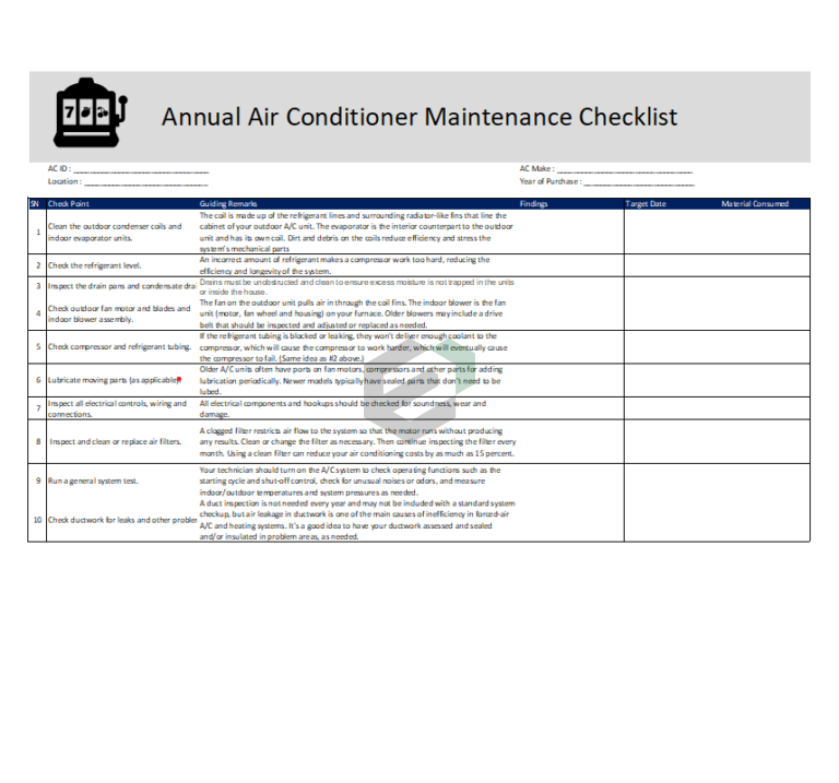 car air conditioner maintenance checklist