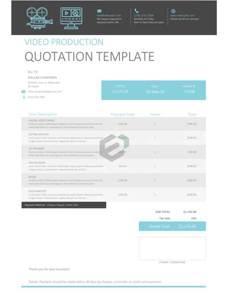 Video Production Services Quotation Template-1