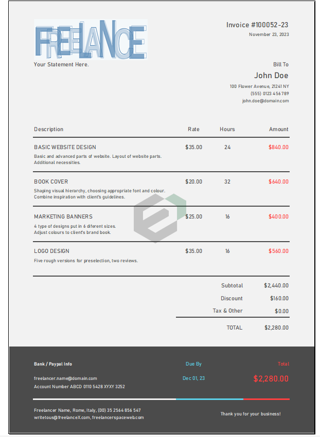 Freelance Invoice Template in Excel Feature Image