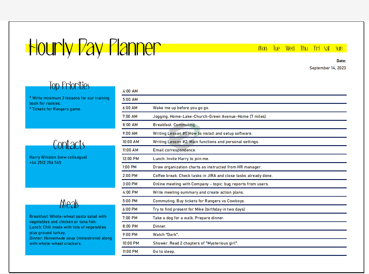 Printable Hourly Day Planner Excel Template Feature Image